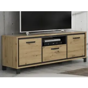 TV skříňka Trondheim 158 cm, dub artisan/dub černý obraz