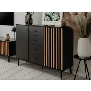 Komoda Monea 118 cm, černá/dub artisan obraz