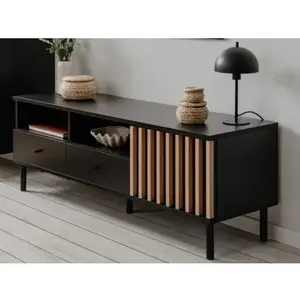 TV skříňka Monea, černý/dub artisan obraz
