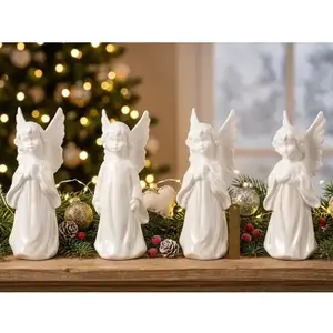 Dekorační soška (mix) Stojící anděl, bílý porcelán obraz