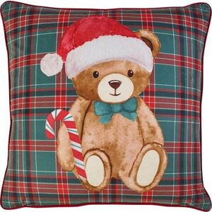 Dekorační polštář s vánočním motivem 45x45 cm Christmas Tartan Teddy Bear – Catherine Lansfield obraz
