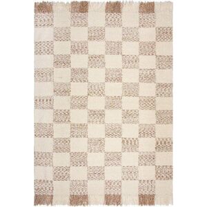 Krémový/v přírodní barvě ručně tkaný koberec s příměsí vlny 160x230 cm Eric Checkboard – Flair Rugs obraz