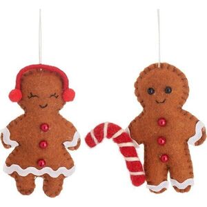 Textilní ručně vyrobené vánoční ozdoby v sadě 2 ks 6, 5 cm Gingerbread Couple – Sass & Belle obraz