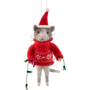 Textilní vánoční ozdoba 9 cm Cat with Fairy Lights – Sass & Belle obraz