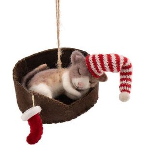 Textilní vánoční ozdoba 12, 5 cm Cat in Basket – Sass & Belle obraz