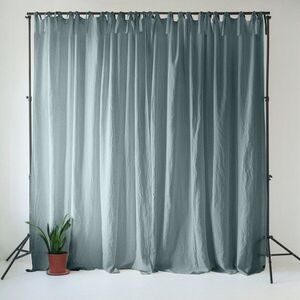 Šedomodrý lněný závěs 140x300 cm Blue Fog – Linen Tales obraz