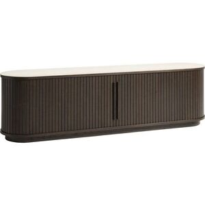 TV stolek s keramickou deskou v tmavě přírodní barvě 180x50x40 cm Enna – Unique Furniture obraz
