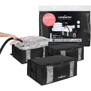 Černé vakuové plastové úložné boxy v sadě 3 ks 65x45x27 cm Black Edition – Compactor obraz