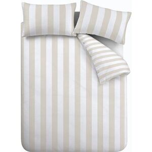 Prodloužené bílo-béžové povlečení na dvoulůžko 230x220 cm Cove Stripe – Catherine Lansfield obraz