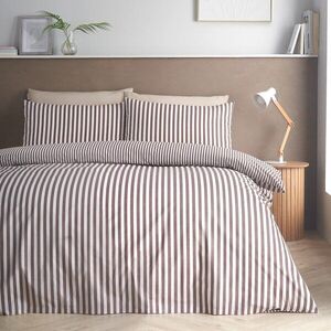 Tmavě hnědé povlečení na dvoulůžko 200x200 cm Epping Textured Stripe – Catherine Lansfield obraz