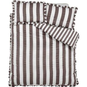 Tmavě hnědé povlečení na dvoulůžko 200x200 cm Seersucker Frill Stripe – Catherine Lansfield obraz