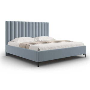 Světle modrá čalouněná dvoulůžková postel s úložným prostorem s roštem 200x200 cm Casey – Mazzini Beds obraz