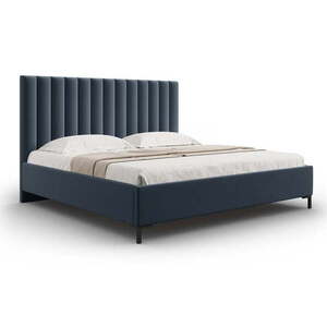 Tmavě modrá čalouněná dvoulůžková postel s úložným prostorem s roštem 180x200 cm Casey – Mazzini Beds obraz