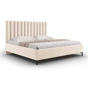 Béžová čalouněná dvoulůžková postel s úložným prostorem s roštem 140x200 cm Casey – Mazzini Beds obraz
