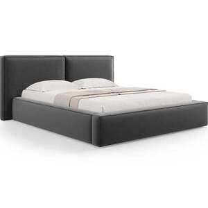 Tmavě šedá sametová čalouněná dvoulůžková postel s úložným prostorem s roštem 180x200 cm Arendal – Cosmopolitan Design obraz
