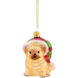 Skleněná vánoční ozdoba 6 cm Festive Pug – Sass & Belle obraz