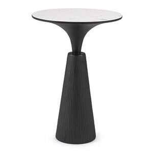 Černobílý kulatý konferenční stolek s mramorovou deskou ø 51 cm Rondel – Bizzotto obraz