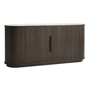 Komoda s keramickou deskou s posuvnými dveřmi v tmavě přírodní barvě 165x76x45 cm Enna – Unique Furniture obraz