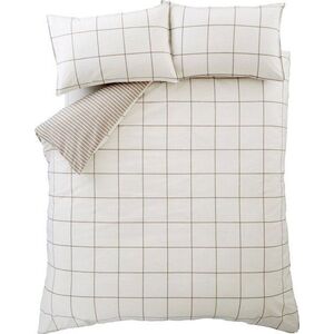 Krémové/taupe flanelové povlečení na dvoulůžko 200x200 cm Brushed Regal Check – Bianca obraz
