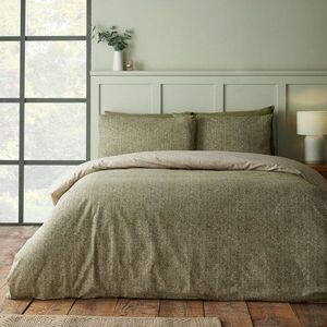 Zelené flanelové povlečení na dvoulůžko 200x200 cm Brushed Herringbone – Catherine Lansfield obraz