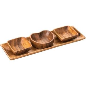 Hnědé dřevěné servírovací misky v sadě 4 ks Kora – Premier Housewares obraz