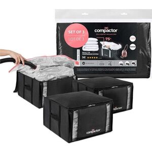 Černé vakuové plastové úložné boxy v sadě 3 ks 42x40x25 cm Black Edition – Compactor obraz