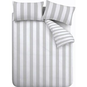 Prodloužené bílo-šedé povlečení na dvoulůžko 230x220 cm Cove Stripe – Catherine Lansfield obraz