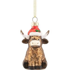Skleněná vánoční ozdoba 4, 5 cm Highland Cow – Sass & Belle obraz