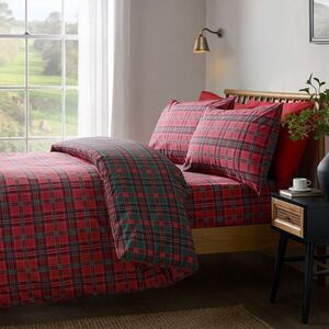 Červené/tmavě zelené povlečení na dvoulůžko 230x220 cm Tartan Check – Catherine Lansfield obraz