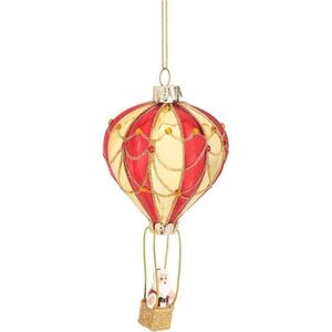 Skleněná ručně vyrobená vánoční ozdoba ø 8 cm Santa in a Hot Air Balloon – Sass & Belle obraz