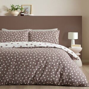 Bílé/tmavě hnědé povlečení na dvoulůžko 200x200 cm Polka Dot – Catherine Lansfield obraz