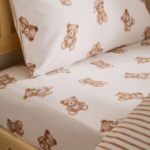 Krémové napínací flanelové dětské prostěradlo na jednolůžko 90x190 cm Brushed Teddy Bear – Catherine Lansfield obraz