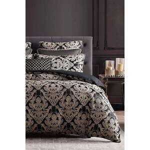 Černé povlečení na dvoulůžko/prodloužené z bavlny Renforcé s prostěradlem/4dílné 200x220 cm Damask – Mila Home obraz