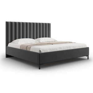 Tmavě šedá čalouněná dvoulůžková postel s úložným prostorem s roštem 200x200 cm Casey – Mazzini Beds obraz