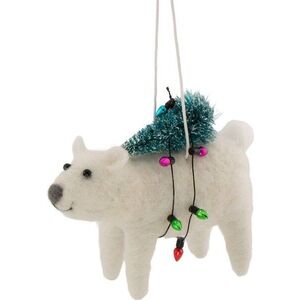 Textilní vánoční ozdoba 12 cm Polar Bear with Christmas Lights – Sass & Belle obraz