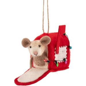 Textilní vánoční ozdoba 13 cm Mouse in Letter Box – Sass & Belle obraz