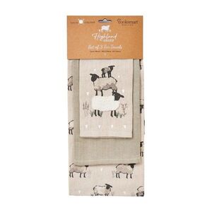 Utěrky v sadě 3 ks s příměsí lnu 45x65 cm Highland Sheep – Cooksmart ® obraz