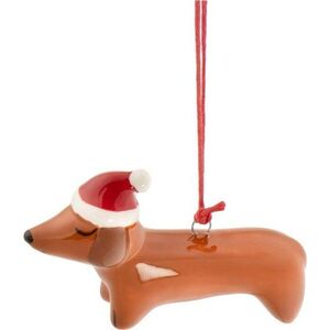 Keramická vánoční ozdoba 7, 5 cm Sausage Dog – Sass & Belle obraz