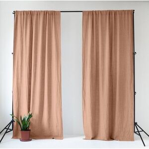 Růžový/hnědý lněný závěs 140x250 cm Cafe Creme – Linen Tales obraz
