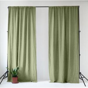 Světle zelený lněný závěs 140x300 cm Sage – Linen Tales obraz