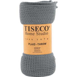 Šedý přehoz Tiseco Home Studio Mini Waffle, 130 x 170 cm obraz