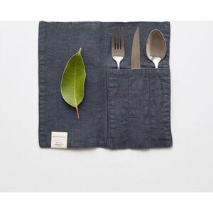 Lněná kapsa na příbor 2 ks 23x23 cm Dark Grey – Linen Tales obraz