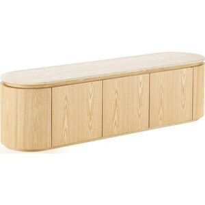 Krémový/v přírodní barvě TV stolek s deskou z kamene 160x45x40 cm Larvik – House Nordic obraz