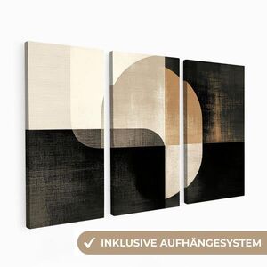 MuchoWow OBRAZ NA PLÁTNĚ 3dílná sada Tvary - abstraktní - zlaté 120x80 cm obraz