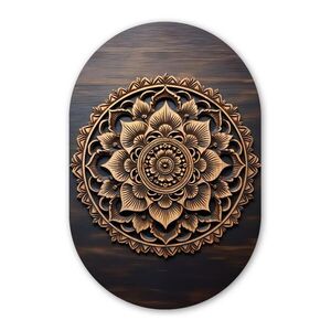 MuchoWow NÁSTĚNNÝ OBRAZ Mandala - dřevo - květiny - hnědá 40x60 cm obraz