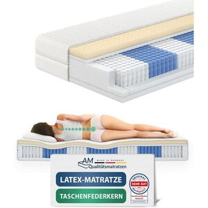 AM Qualitätsmatratzen LATEXOVÁ matrace s taštičkovými pružinami, 1000 pružin, 80/200 cm, H2 - výška 24 cm a potah Tencel obraz