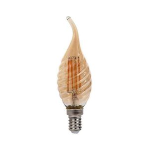 Jantarová LED filament twist svíčka E14 4W plamen obraz