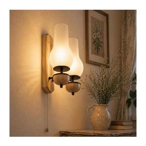 BRILAGI - LED Nástěnné svítidlo COTTAGE 2xE14/40W/230V dub/bílá BG1508+2xBG2270 obraz