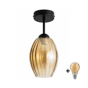 BRILAGI - LED Přisazený lustr R GLASS 1xE27/60W/230V pr. 17cm černá/kouř béžová BG3989+NSTK7499 obraz