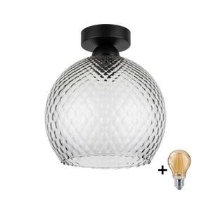 BRILAGI - LED Stropní svítidlo R GLASS 1xE27/60W/230V pr. 25 cm černá/kouř šedá BG3988+NSTK7486 obraz